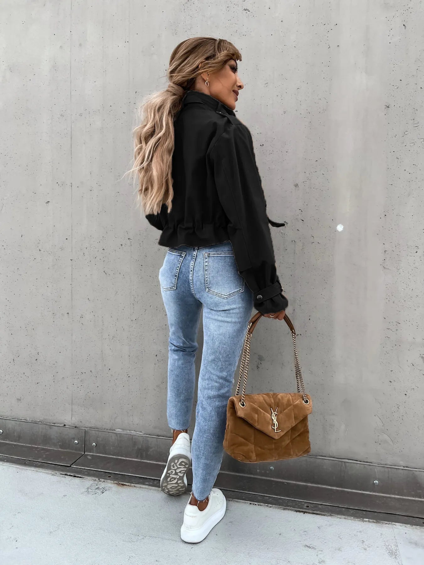 Women’s Snap Down Long Sleeve Jacket with Pockets - Fashorio