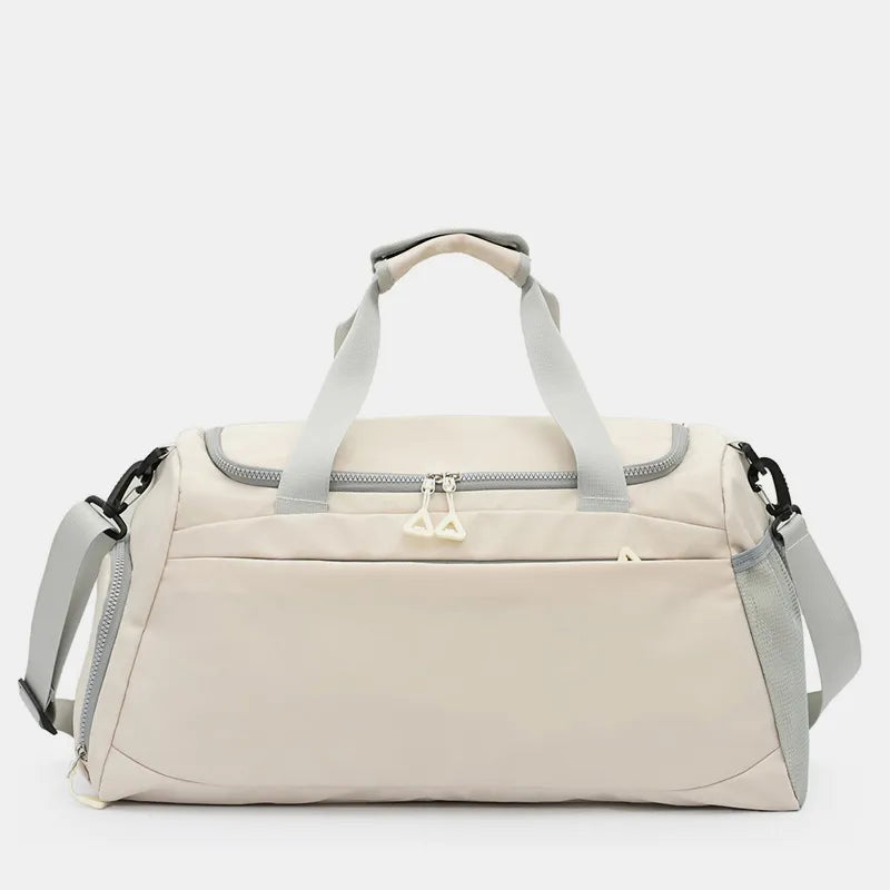 Oxford Cloth Multi Pockets Adjustable Strap Travel Bag Beige One Size - Fashorio