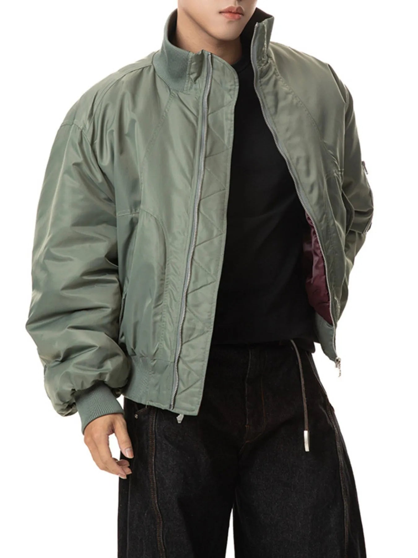 Men's Zip Up Long Sleeve Bomber Jacket - Fashorio