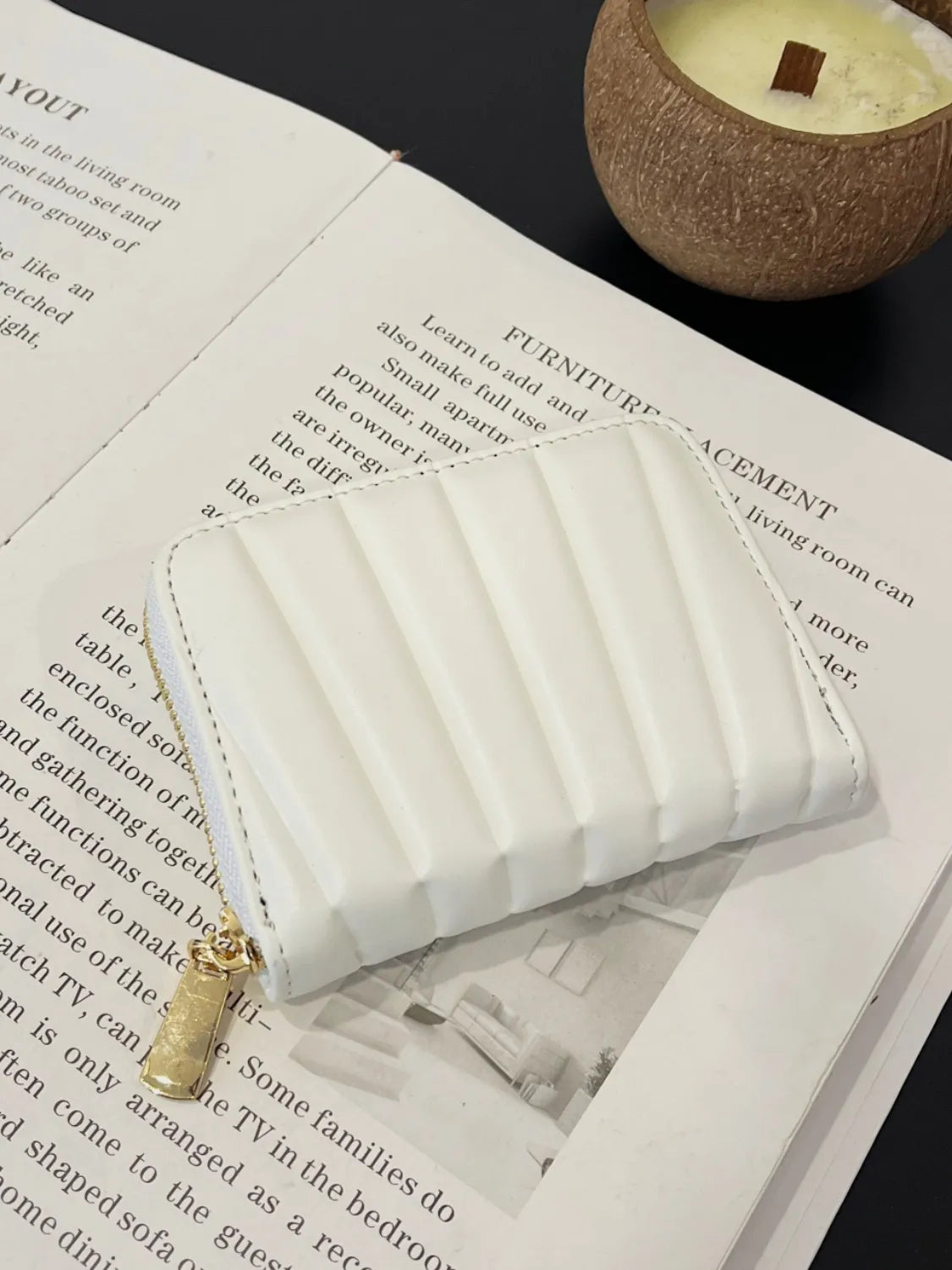 Solid PU Leather Mini Wallet White One Size - Fashorio