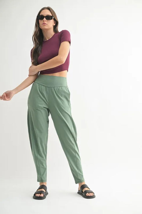 MONO B Flowbarrel High Waist Active Pants - Fashorio
