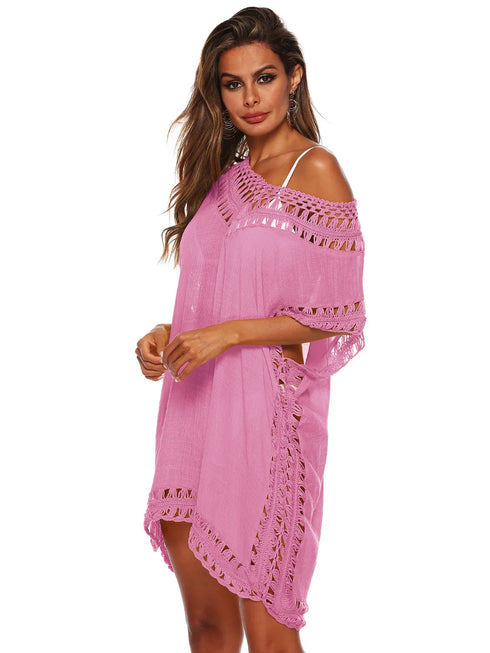 Bohemian Crochet Trim Beach Cover Up Dress - Fashorio