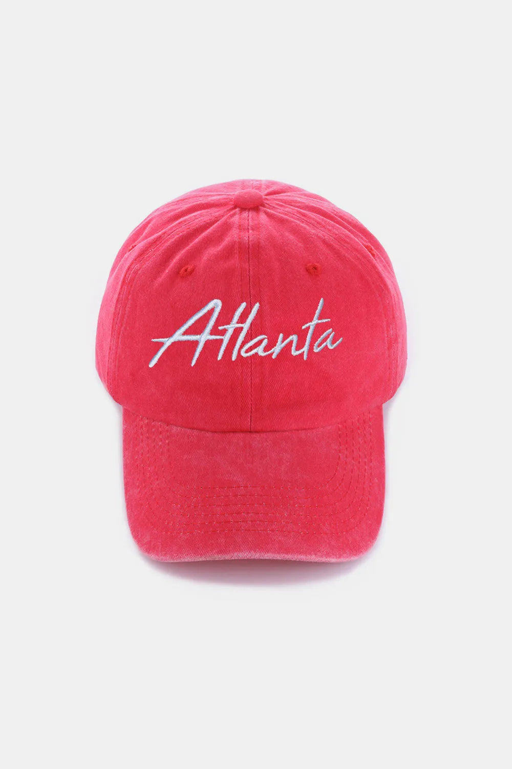 Zenana Washed ATLANTA Embroidered Baseball Cap Red One Size - Fashorio