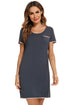 Contrast Trim Pocketed Round Neck Lounge Dress - Fashorio