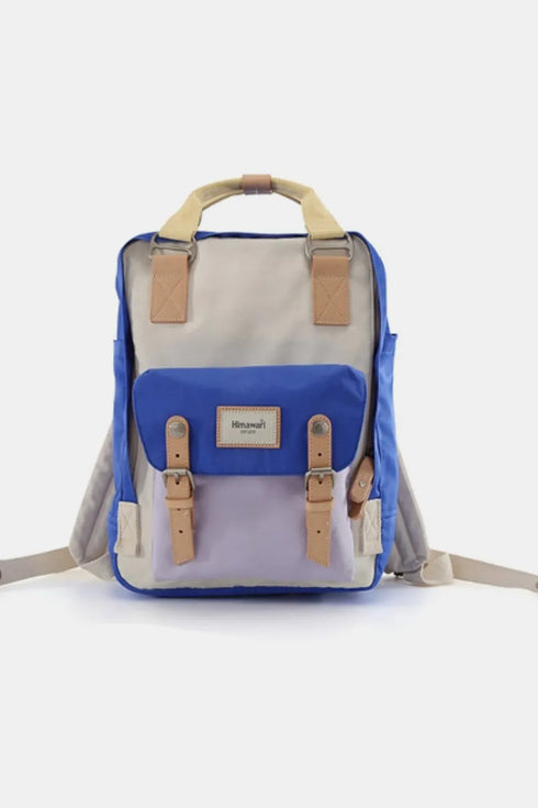 Himawari Contrast Waterproof Nylon Backpack Bag Blue Lavender One Size - Fashorio
