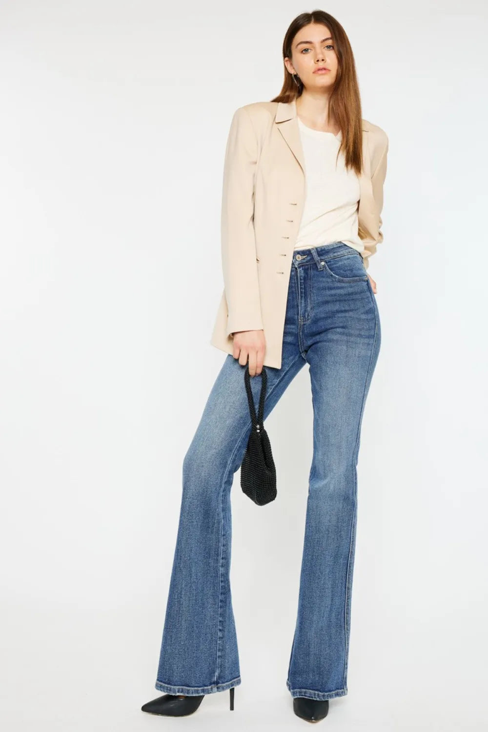 Kancan Cat's Whiskers High Waist Flare Jeans - Fashorio