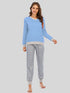 Long Sleeve Top and Polka Dot Pants Set Pastel Blue - Fashorio