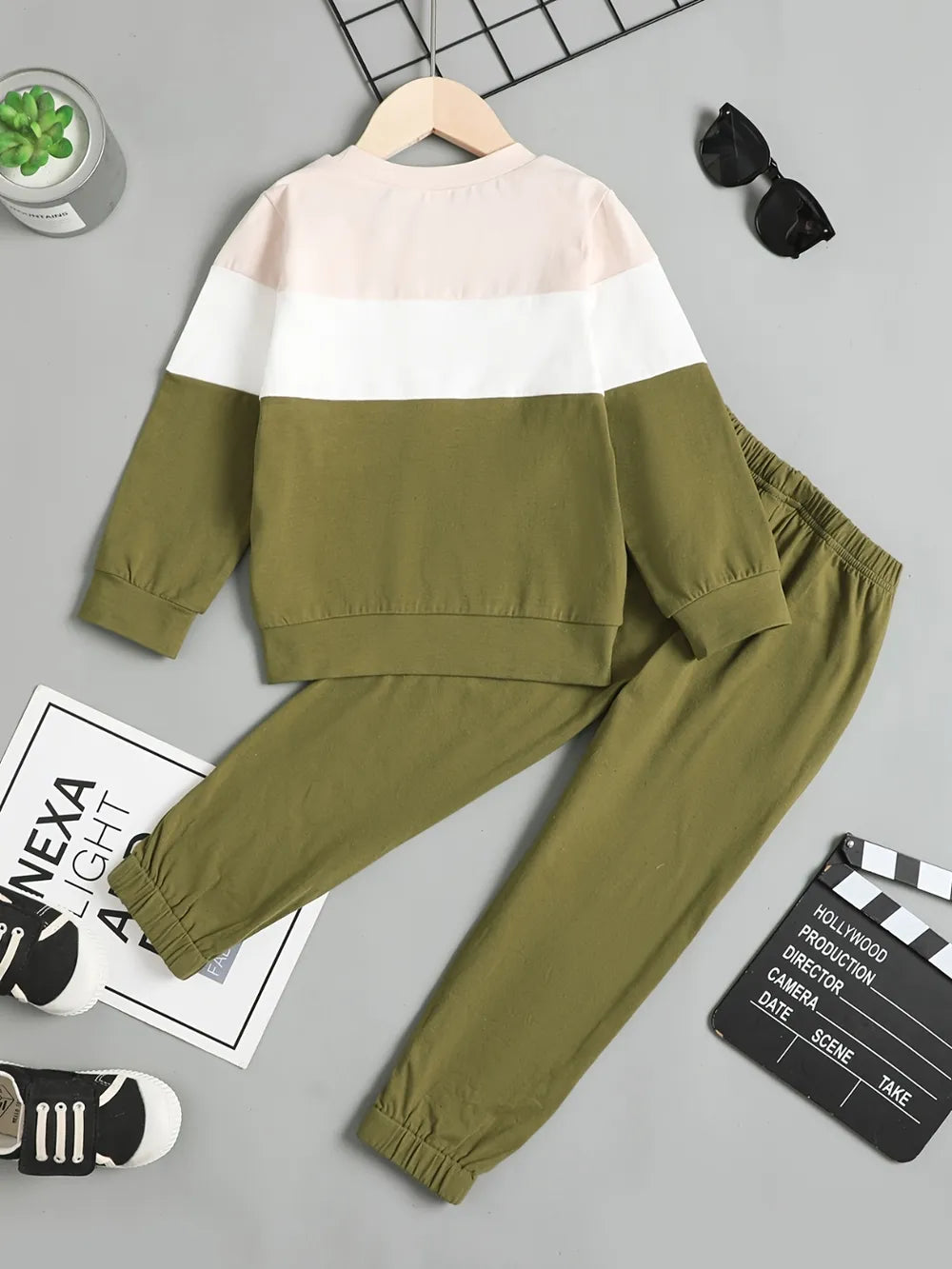 Children's Color Block Top and Pants Set - Fashorio