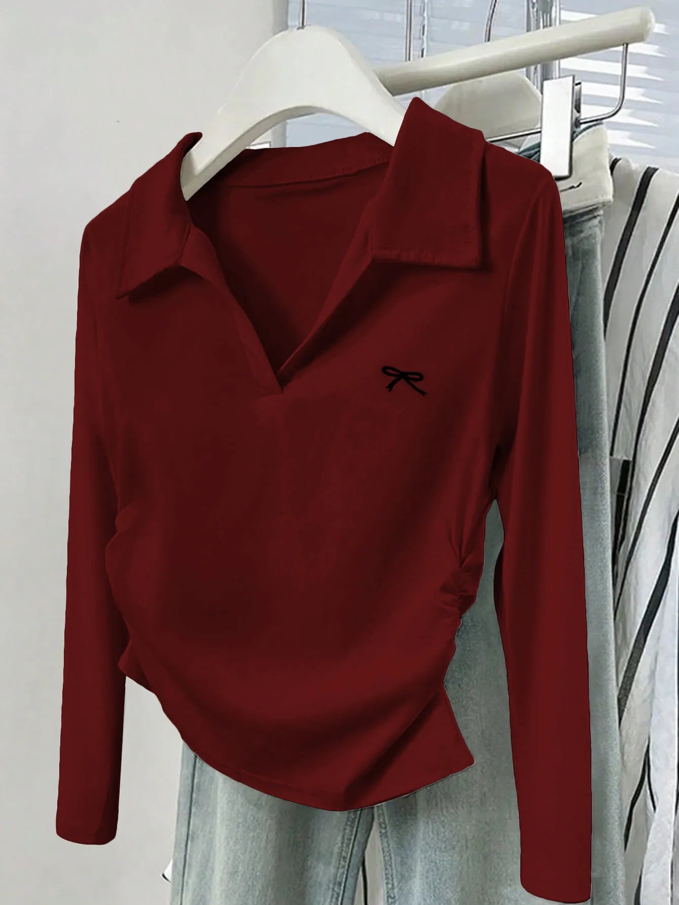 Johnny Collar Long Sleeve T-Shirt - Fashorio