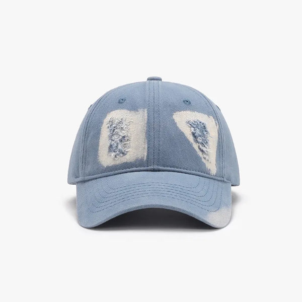 Distressed Cotton Baseball Cap Light One Size - Fashorio
