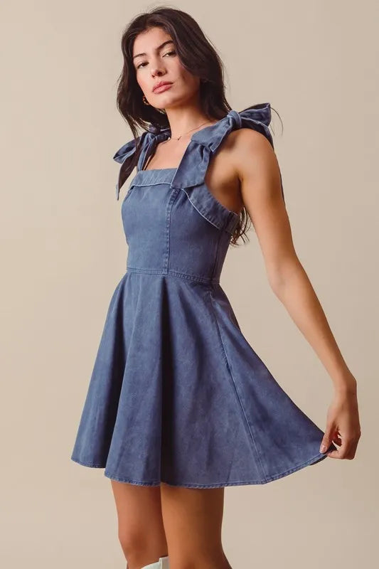 SO ME Fit and Flare Washed Gameday Dress - Fashorio