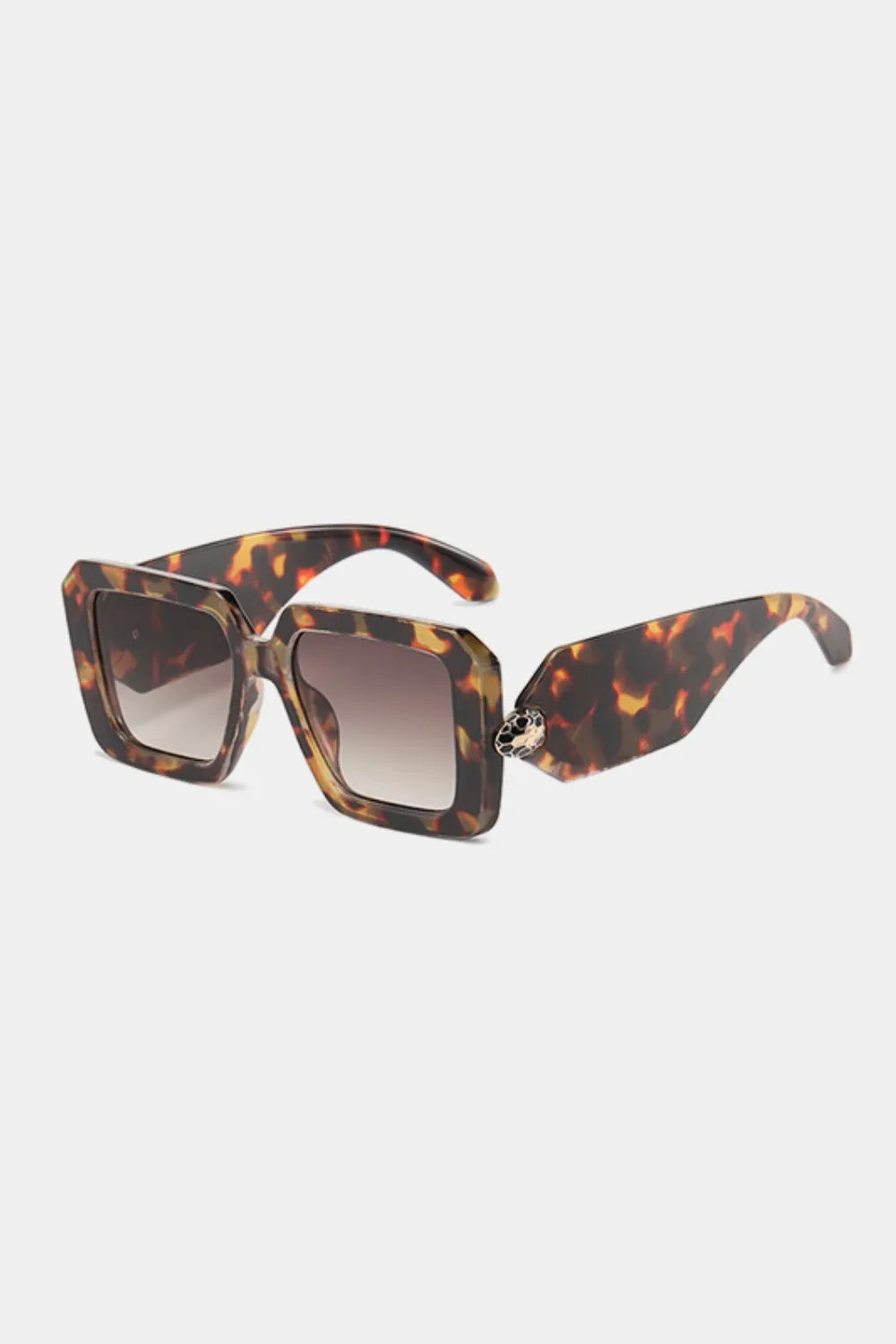 Polycarbonate Frame Square Sunglasses Coffee Brown One Size - Fashorio