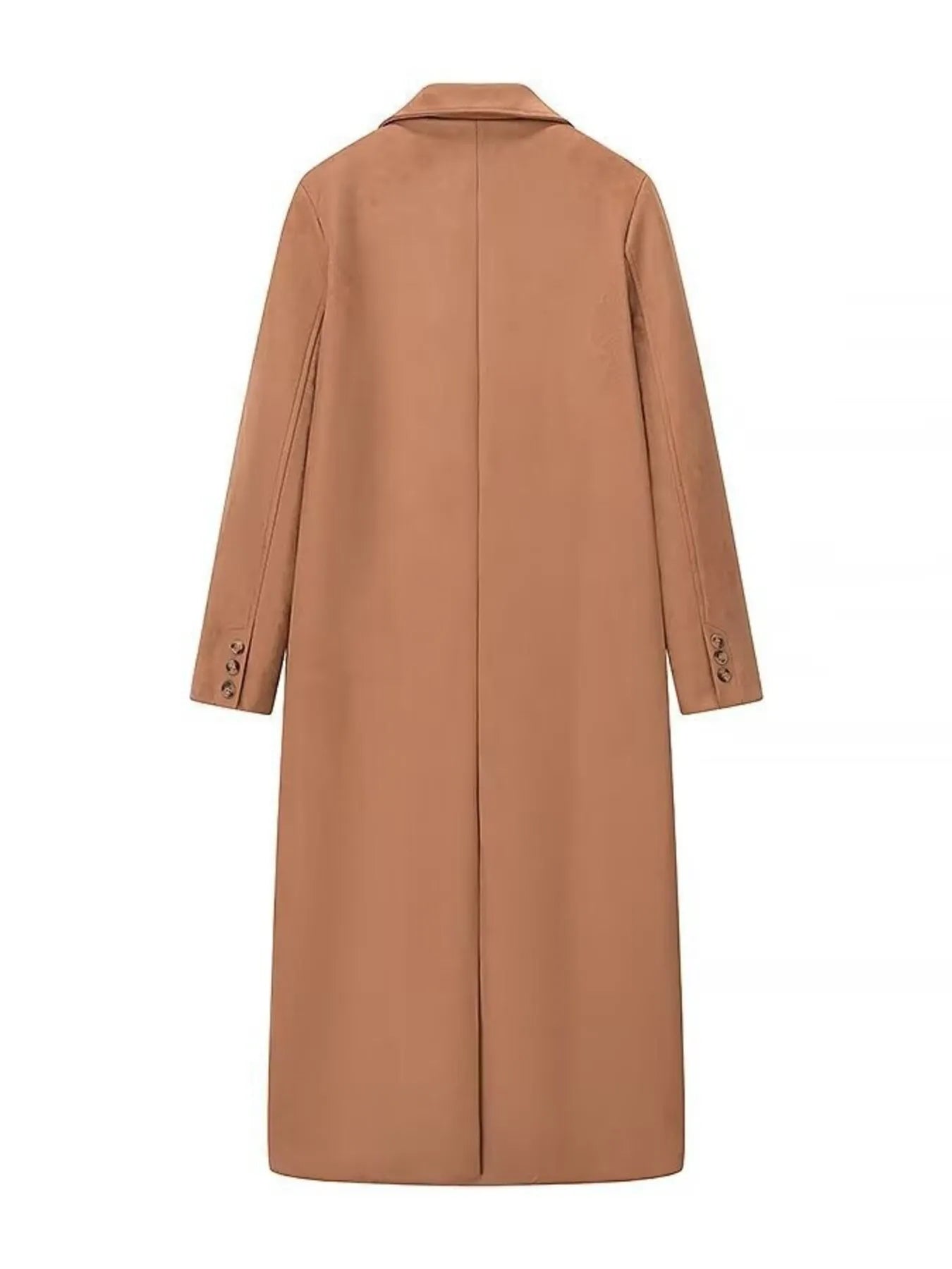 Double-Breasted Lapel Collar Long Coat - Fashorio