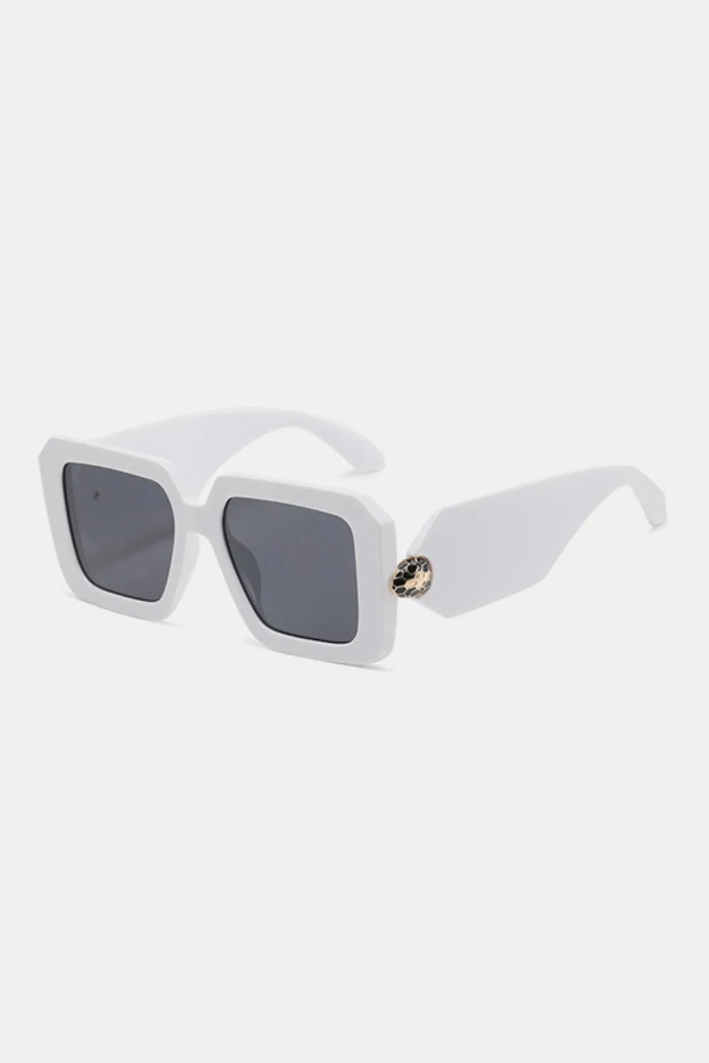 Polycarbonate Frame Square Sunglasses White One Size - Fashorio