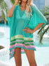 Crochet V-Neck Cover-Up Dress Green One Size - Fashorio