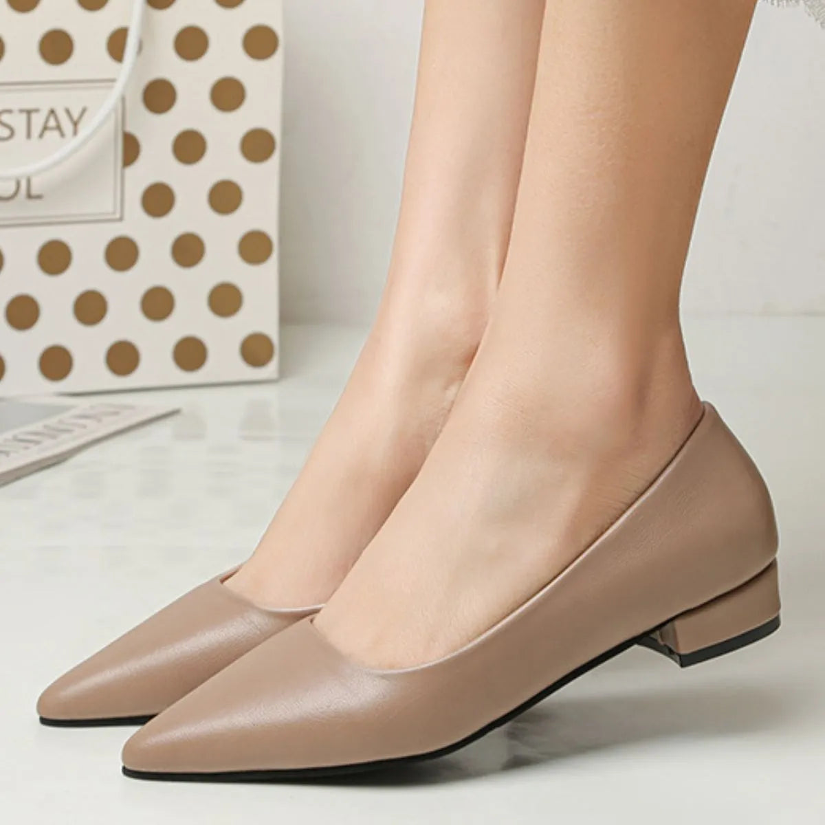 Pointed Toe Low Heel Pump - Fashorio