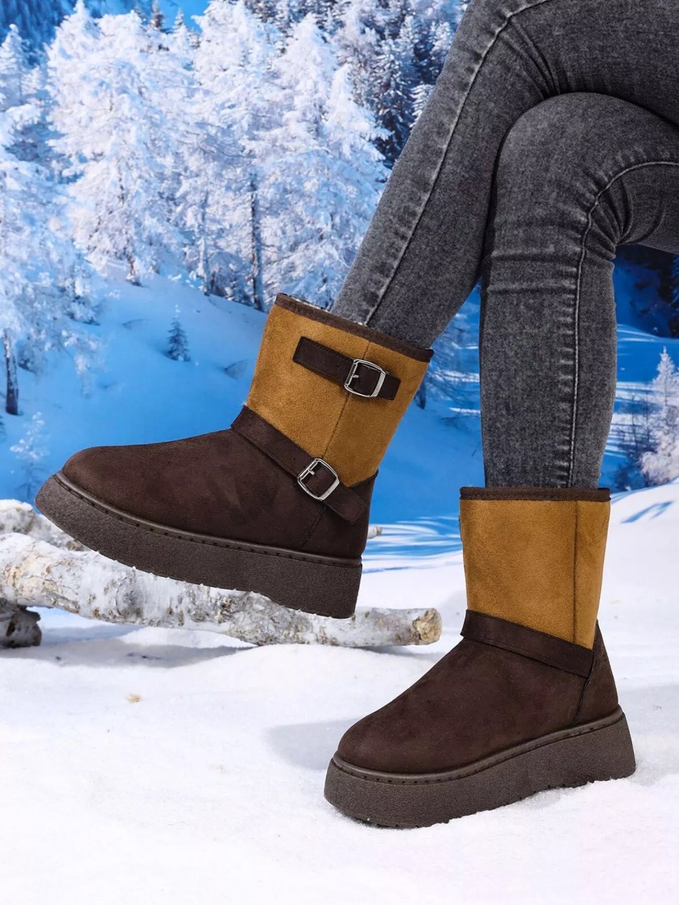 Round Toe Platform Boots - Fashorio