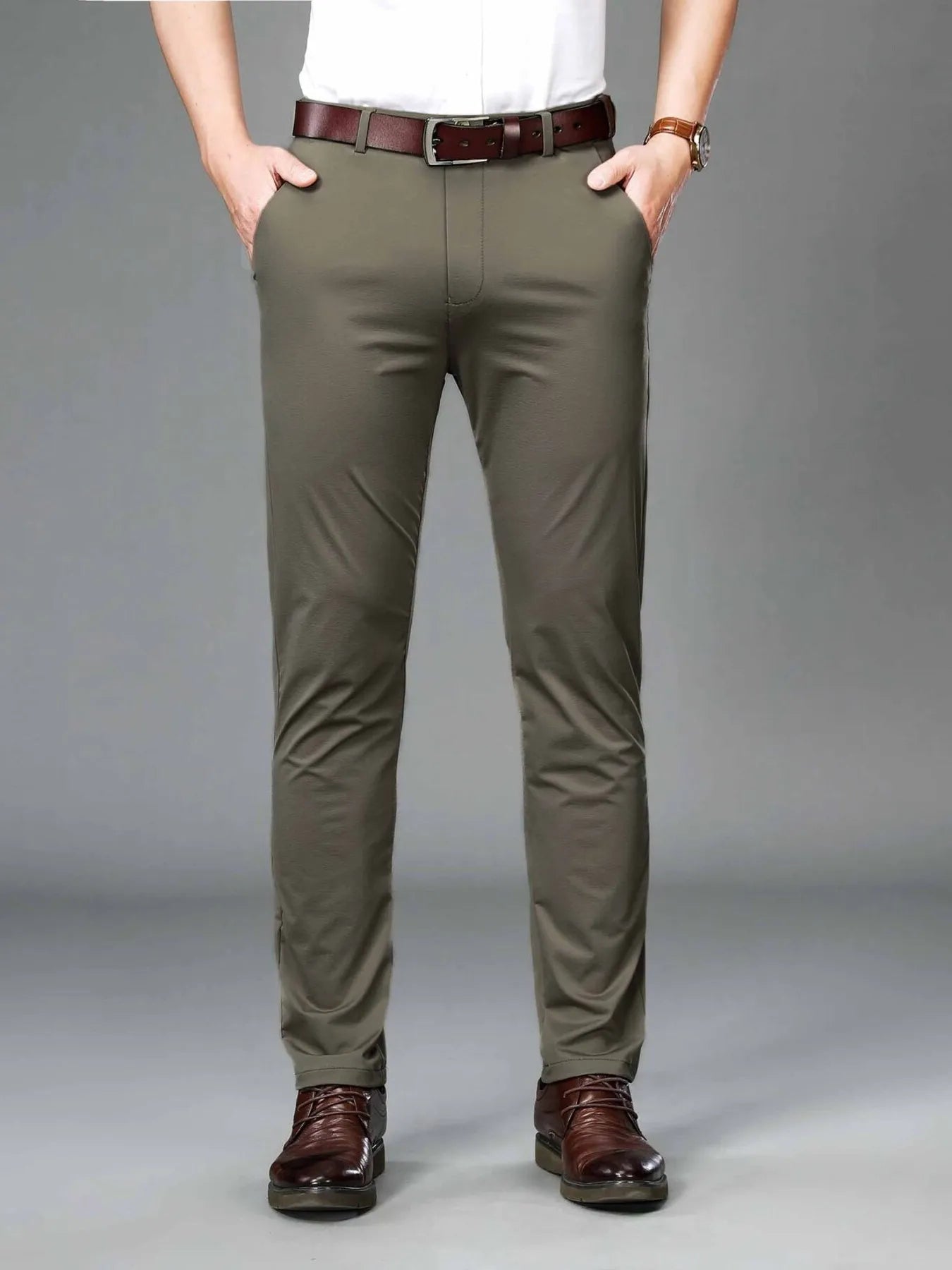 Men's Slim Fit Pants Khaki - Fashorio