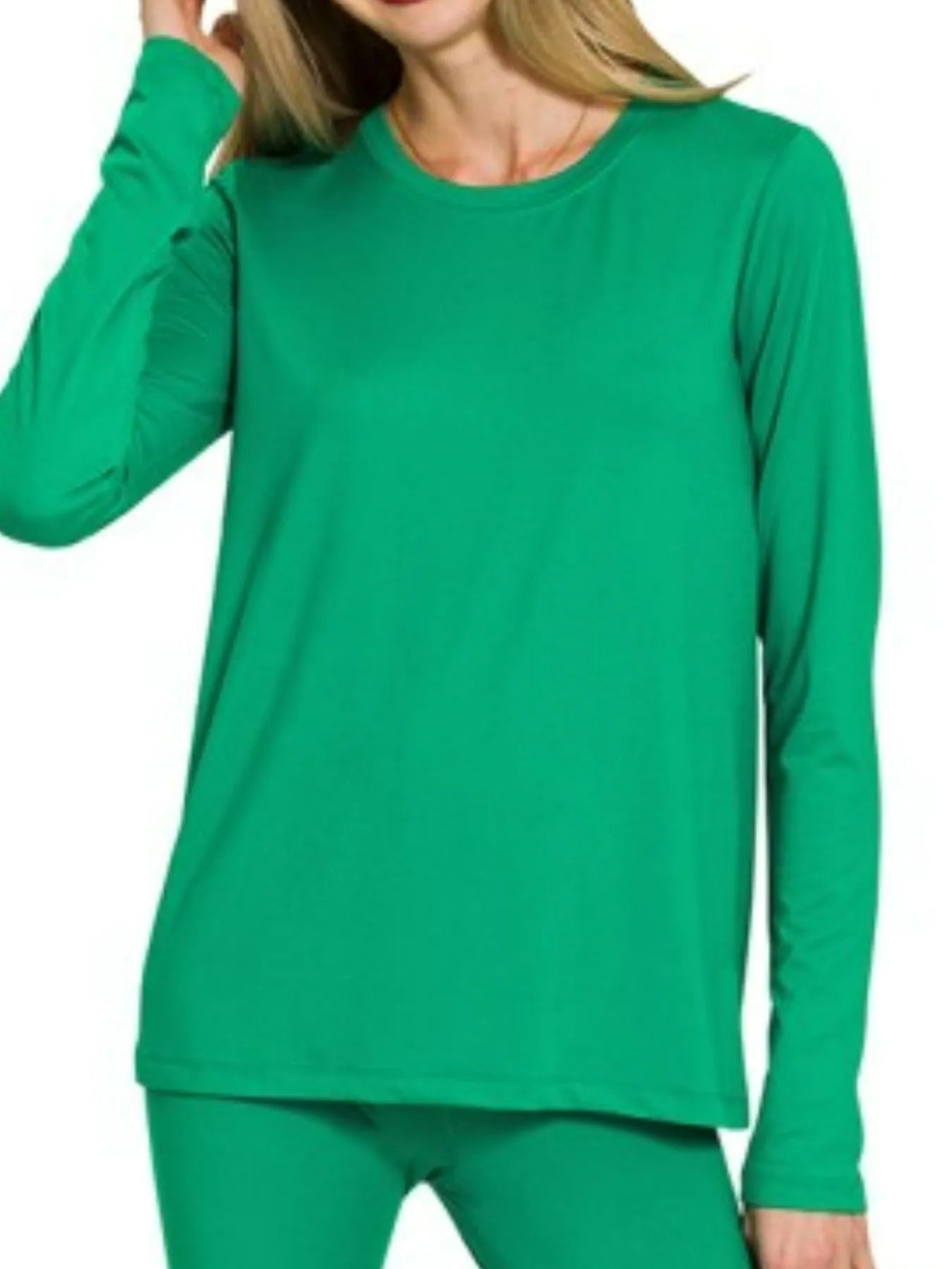 Zenana Microfiber Round Neck Top and Leggings Set - Fashorio