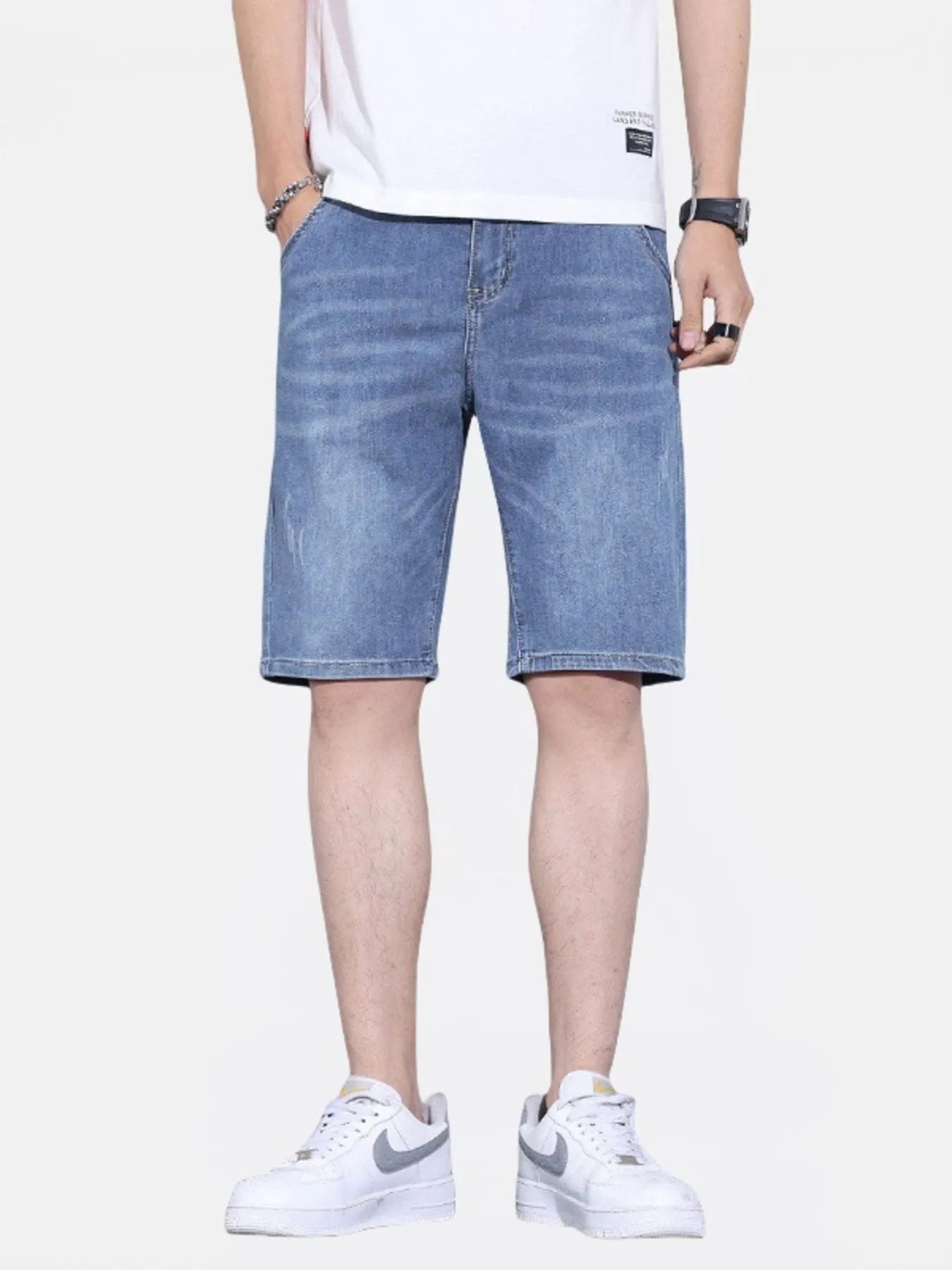 Men's Pocketed Wash Denim Shorts - Fashorio