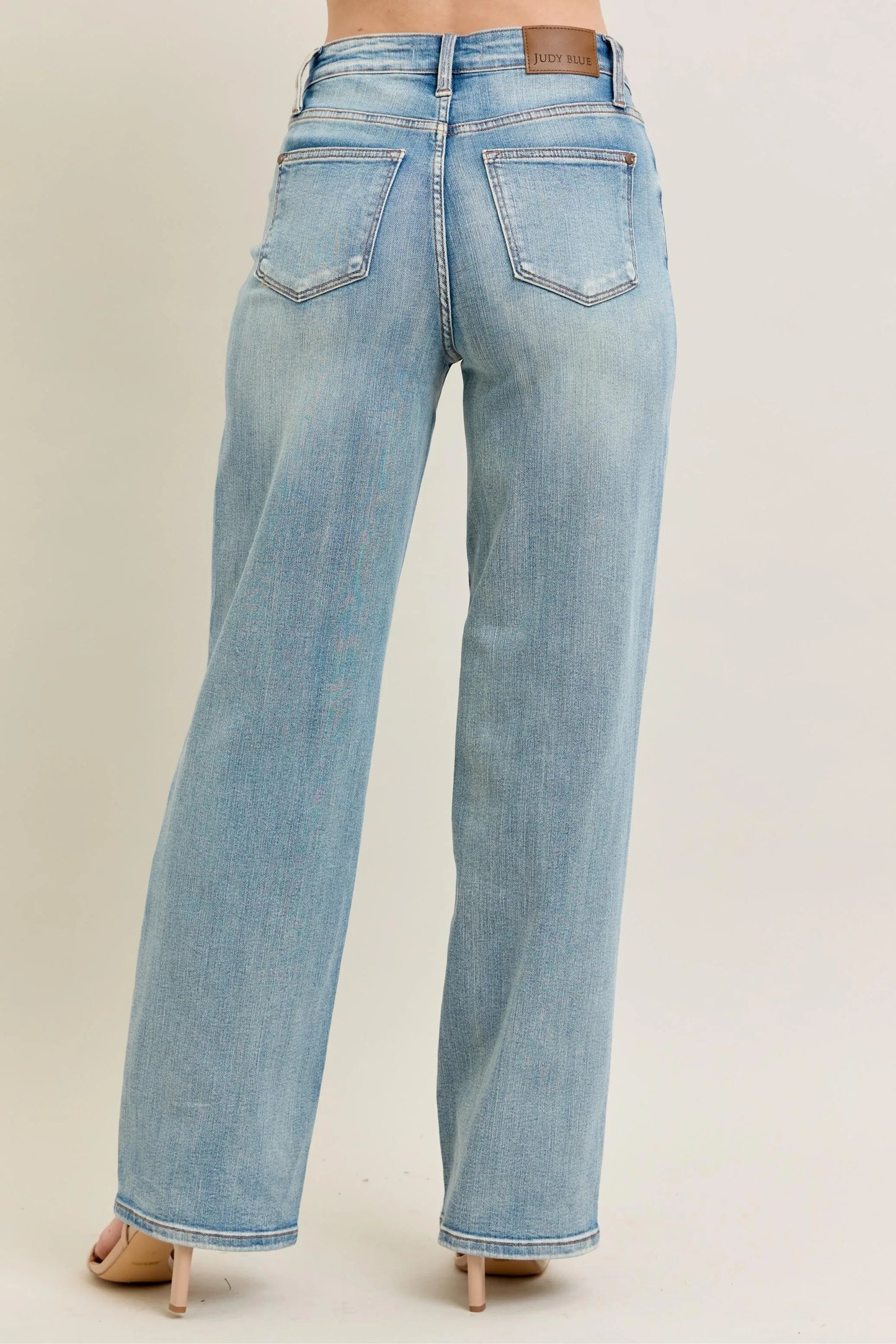 Judy Blue Full Size Hw Destroy & Knee Patch Straight Jeans Plus Size - Fashorio