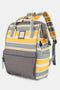 Himawari Striped Waterproof Nylon Backpack Bag with Side Pockets Yellow One Size - Fashorio