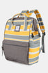 Himawari Striped Waterproof Nylon Backpack Bag with Side Pockets Yellow One Size - Fashorio