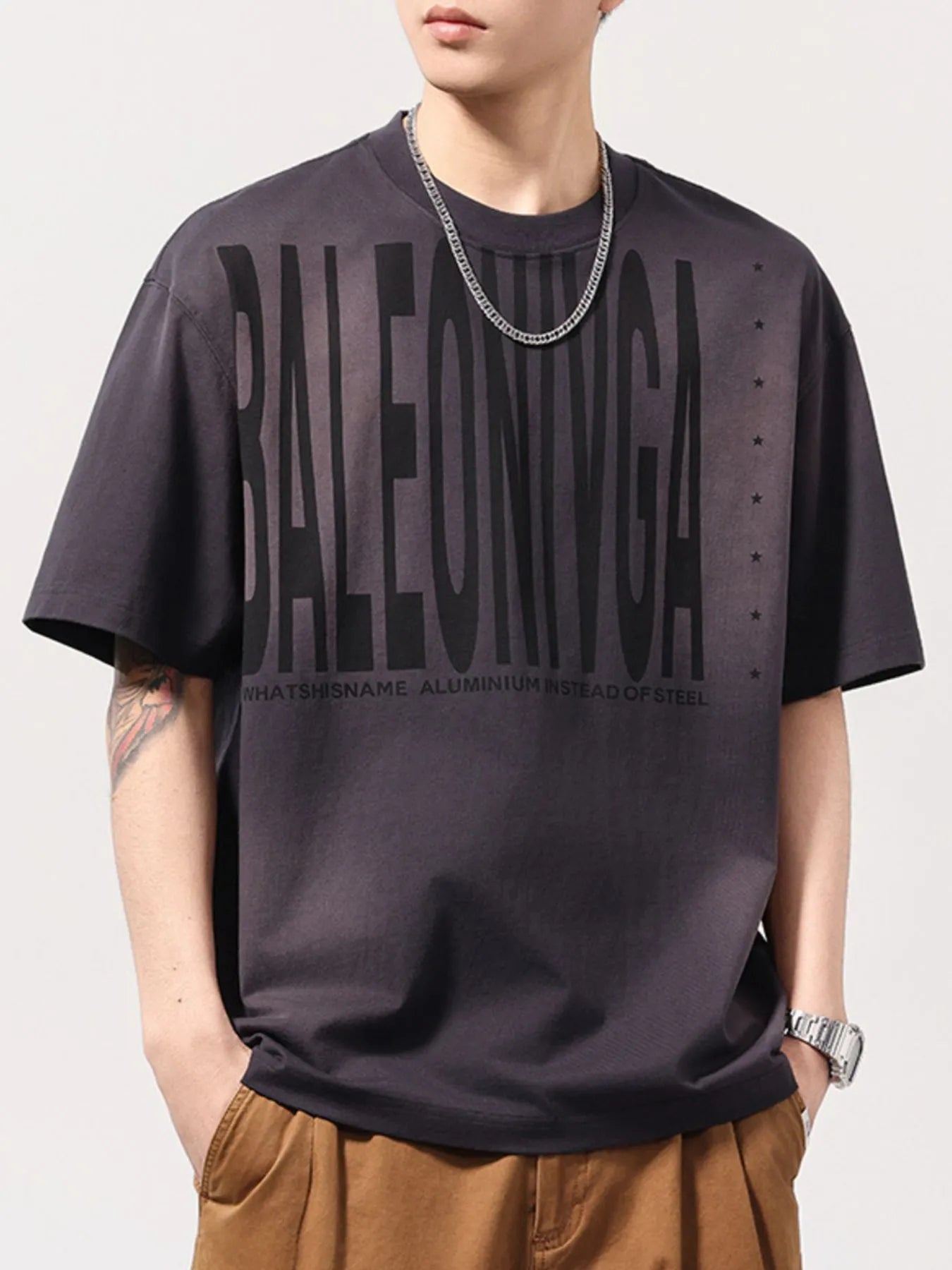 Men's Plus Size Oversized Graphic Short Sleeve T-Shirt Mauve - Fashorio