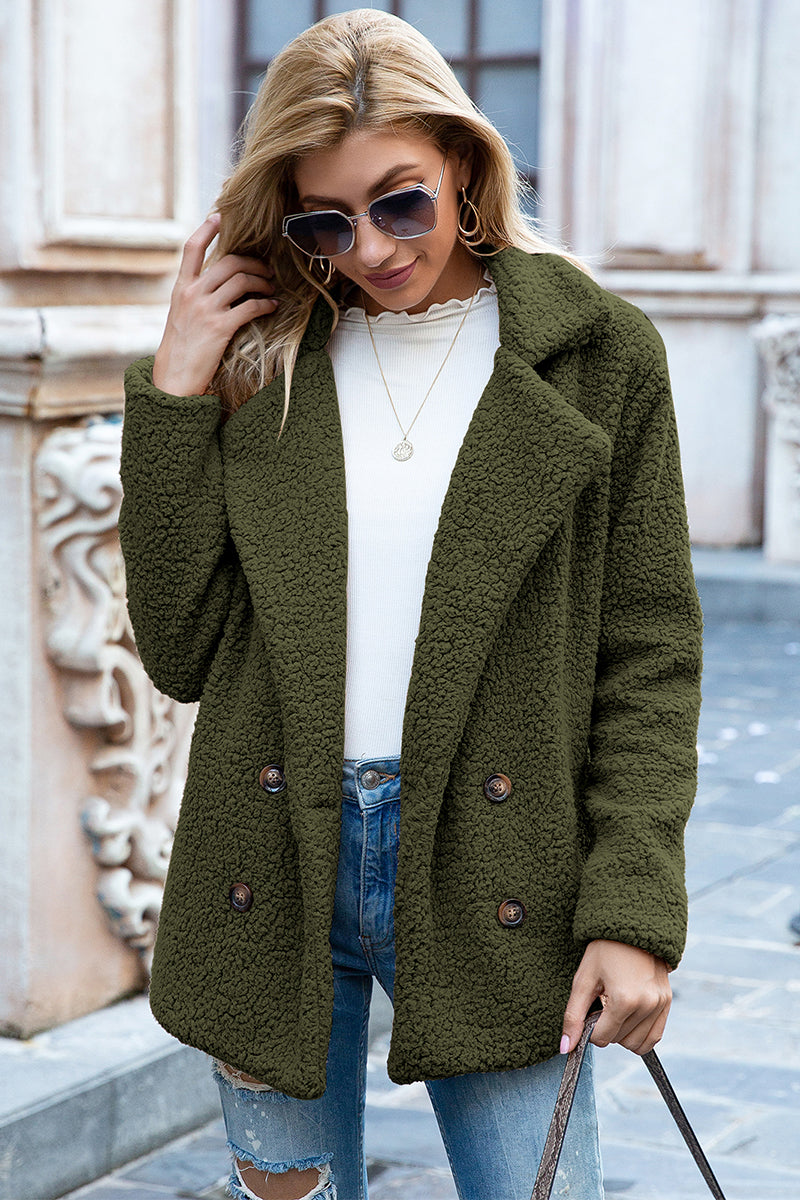 Ivy Lane Full Size Lapel Collar Sherpa Coat - Fashorio