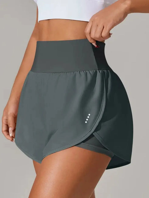 Pocketed High Waist Active Shorts Dark Gray - Fashorio