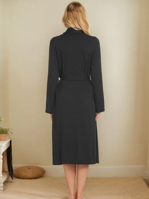 Tied Lounge Nightgown with Pockets - Fashorio