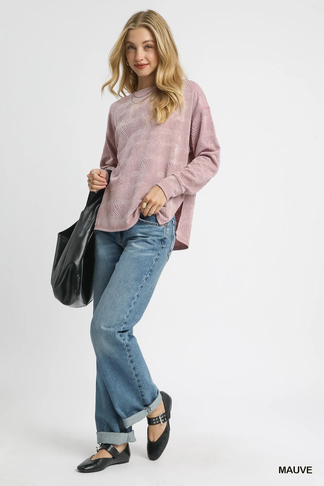 Umgee Textured Knit Long Sleeve Top - Fashorio