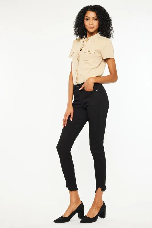 Kancan High Rise Frayed Hem Skinny Jeans - Fashorio