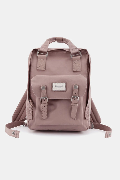 Himawari Contrast Waterproof Nylon Backpack Bag Pink One Size - Fashorio