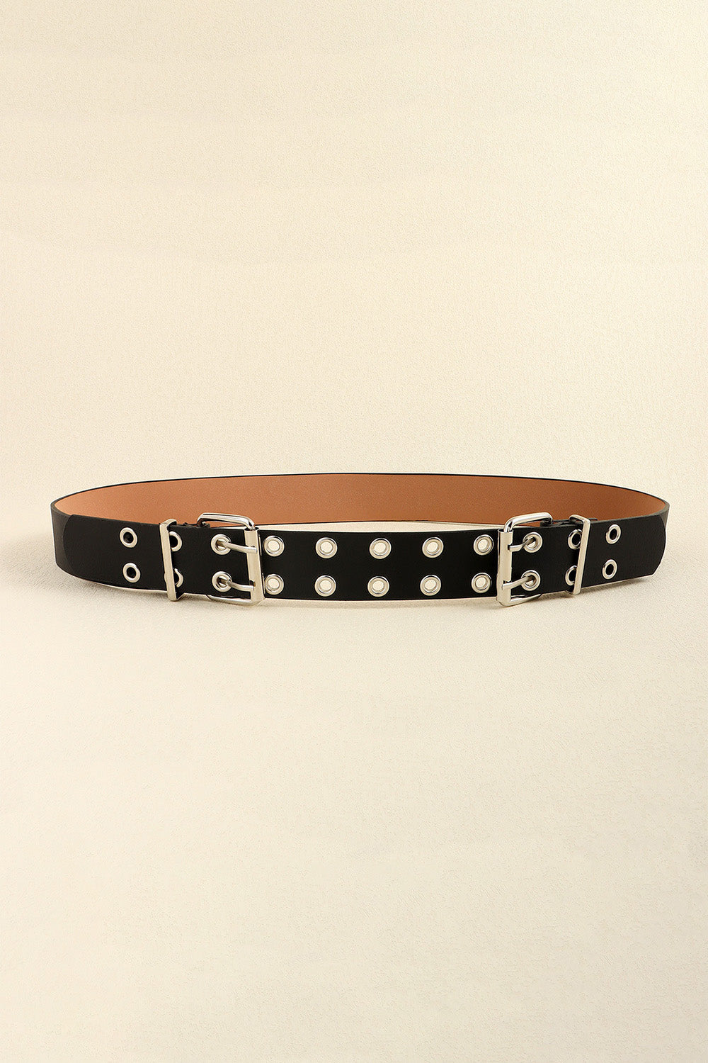 PU Leather Two Row Eyelet Belt - Fashorio