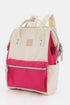 Himawari Water Resistant Canvas Backpack Bag with Side Pockets Magenta Cream One Size - Fashorio