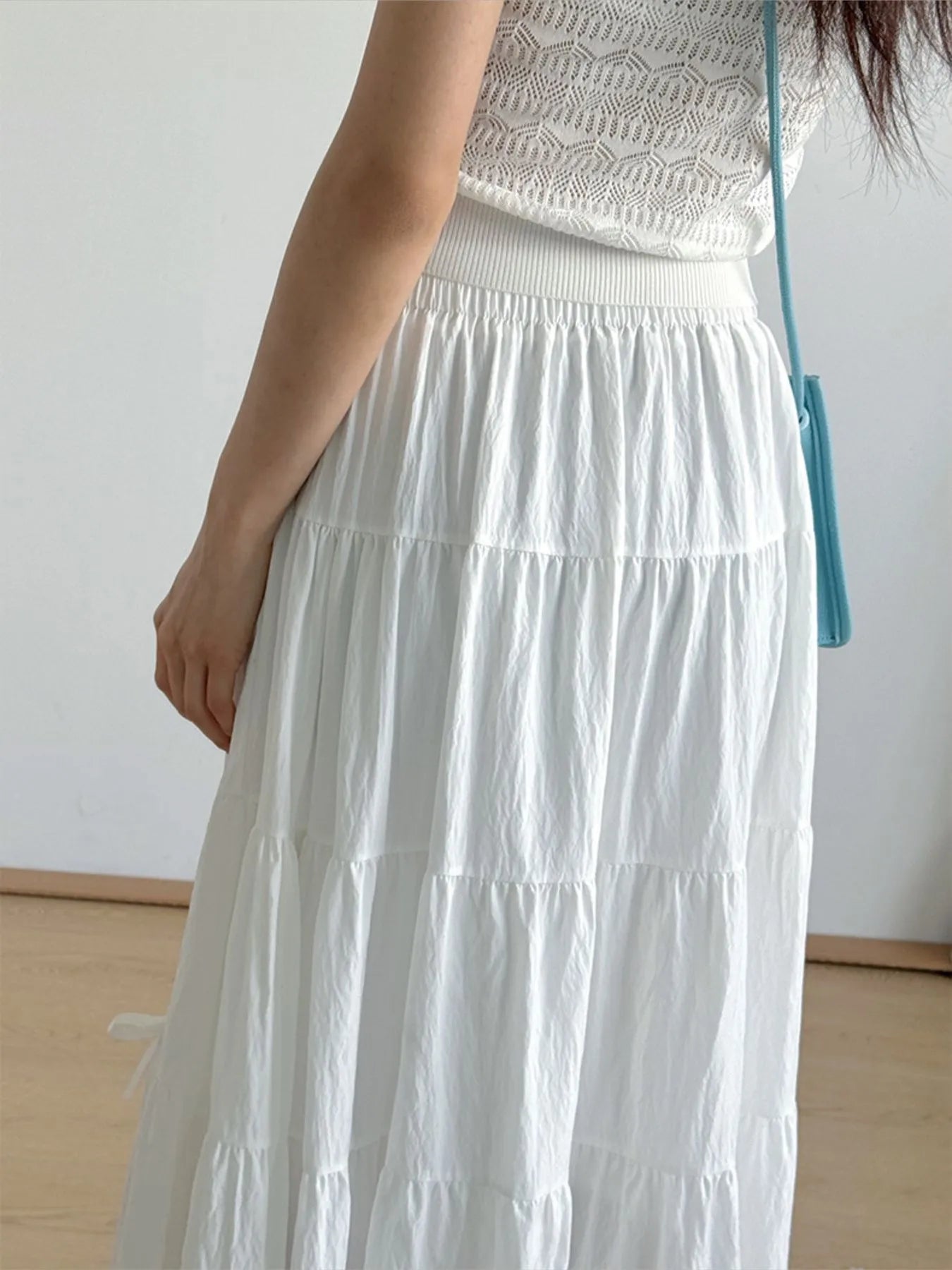 Tiered Elastic Waist Maxi Skirt - Fashorio