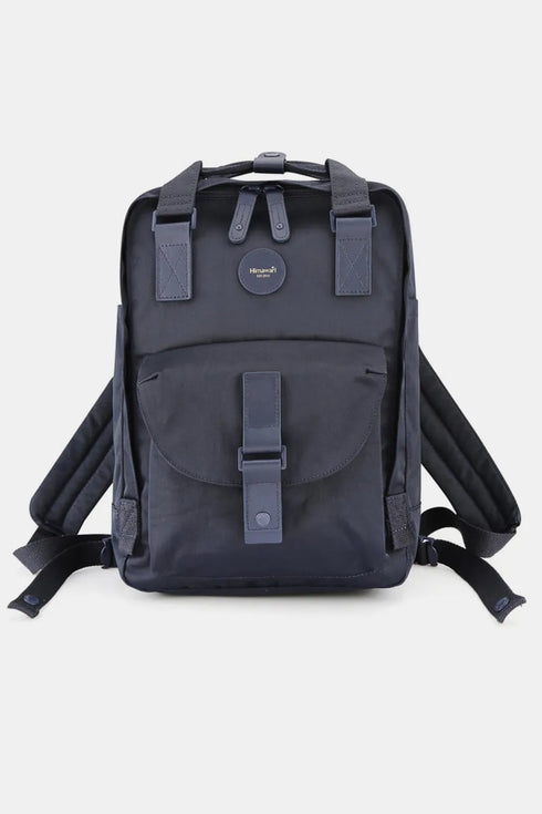 Himawari Contrast Waterproof Canvas Backpack Bag with Round Label Navy One Size - Fashorio