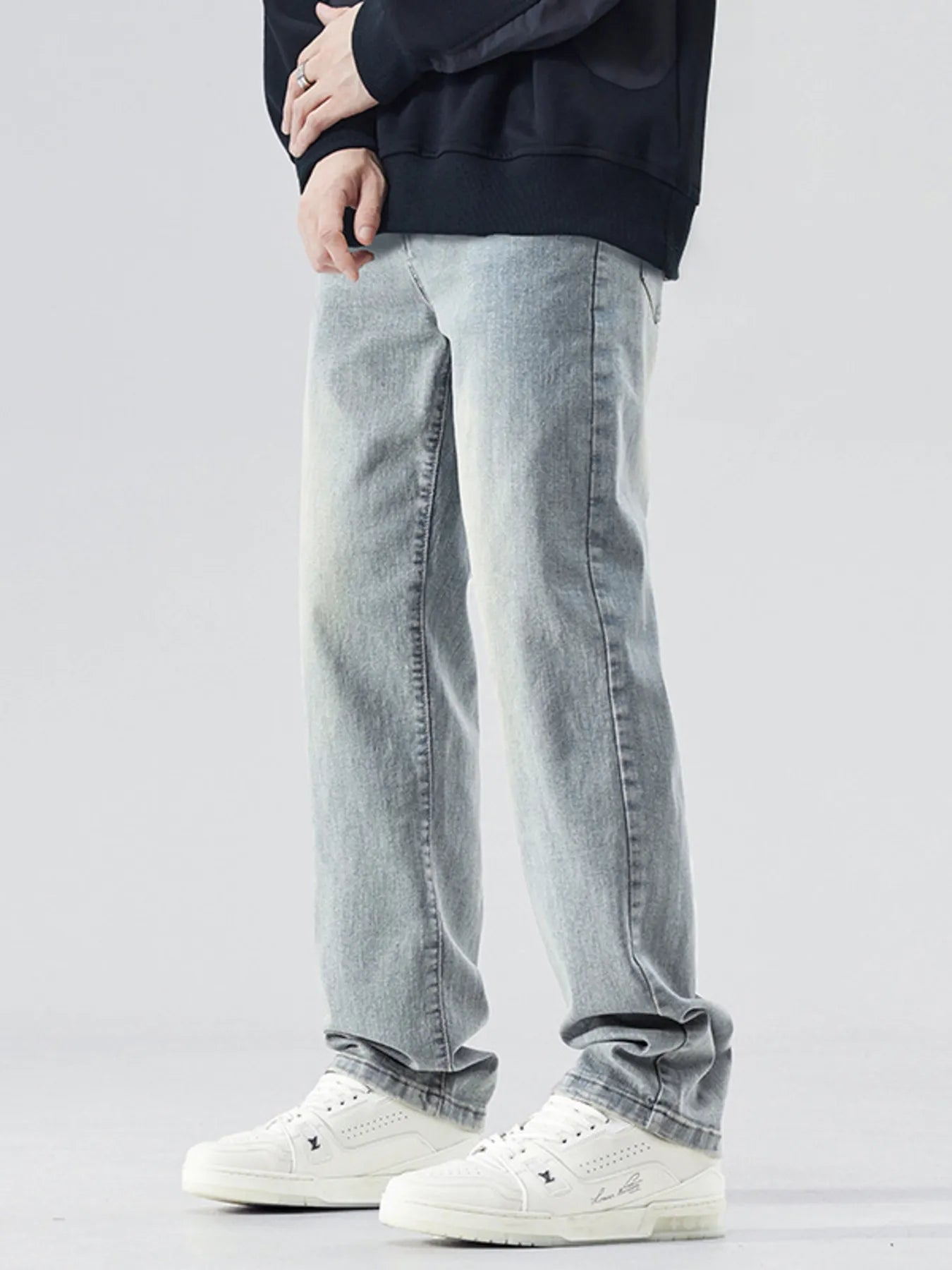 Men's Full Size Washed Wide Leg Jeans Plus Size Old Blue - Fashorio
