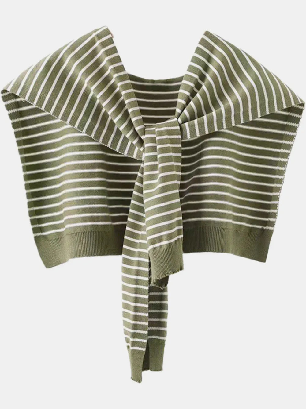Striped Contrast Knit Wrap Moss One Size - Fashorio