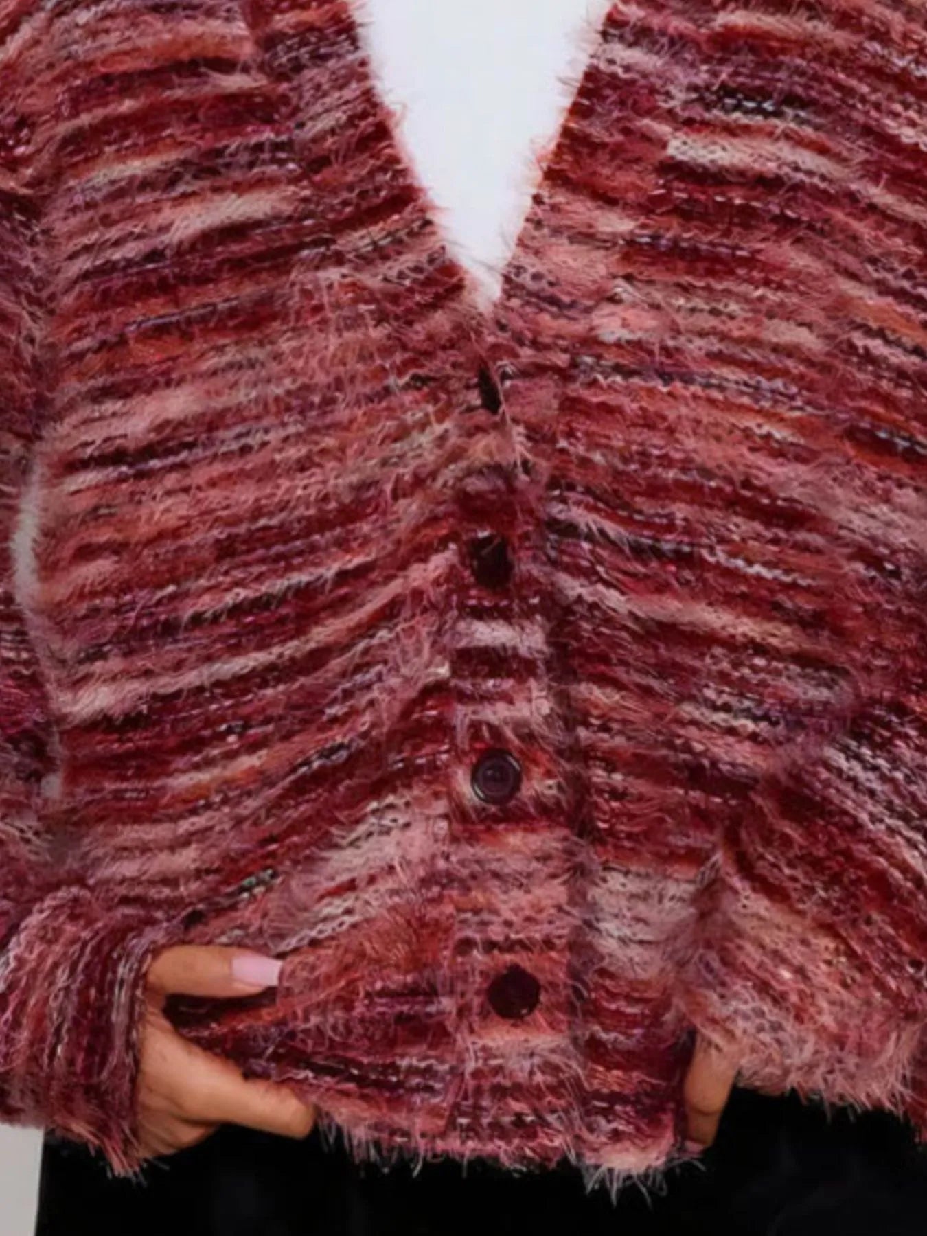 Fuzzy Button Down Chunky Cardigan - Fashorio