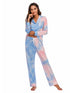 Collared Neck Long Sleeve Loungewear Set with Pockets - Fashorio