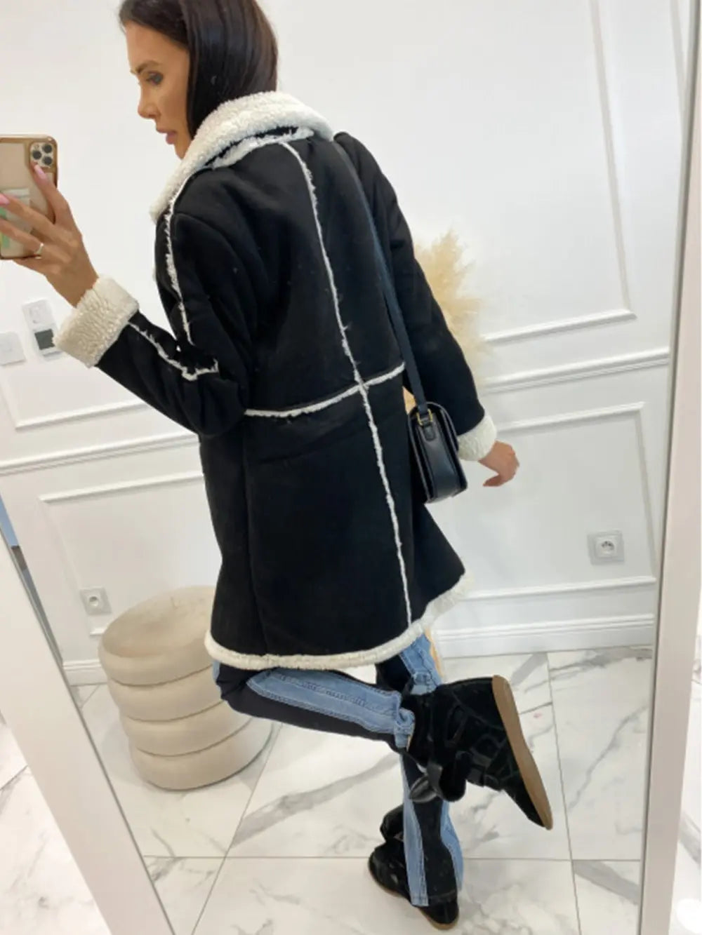 Lapel Collar Exposed Seam Buttoned Coat - Fashorio