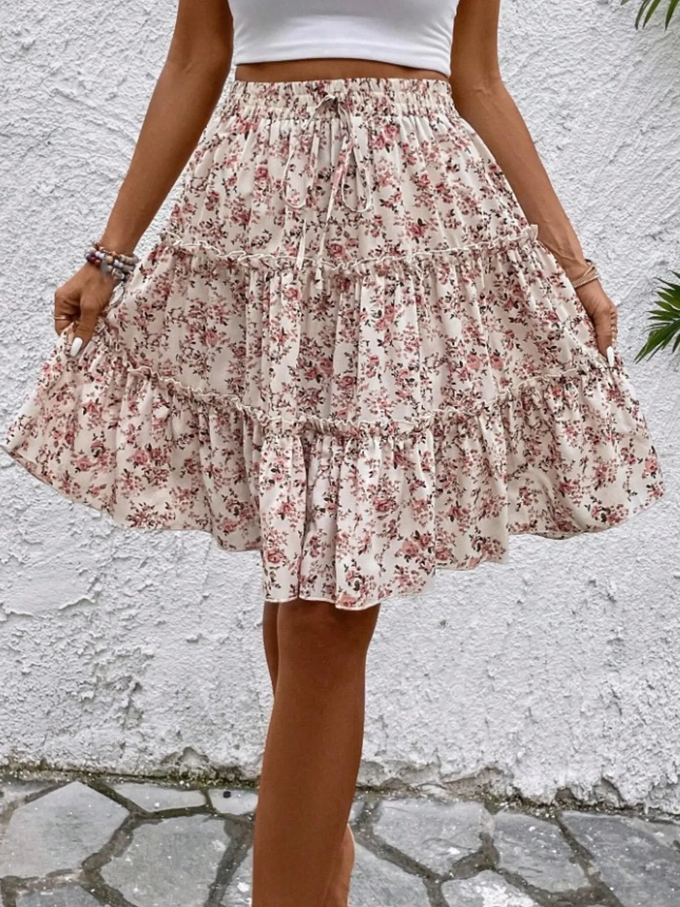 Floral Print Midi Skirt - Fashorio