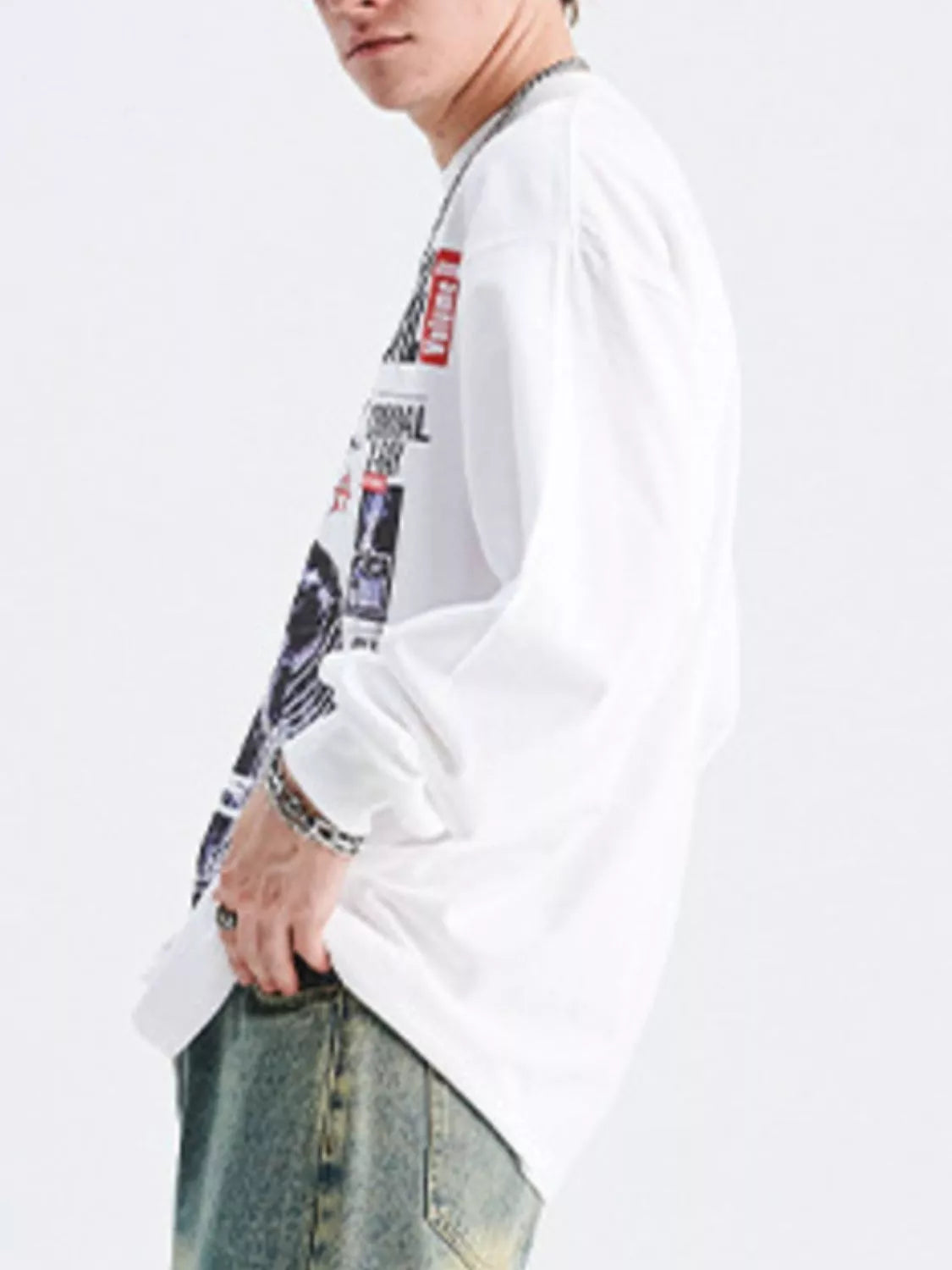 Men's Graphic Round Neck Long Sleeve T-Shirt - Fashorio