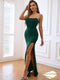 Strapless Split Seam Detail Dress Green - Fashorio
