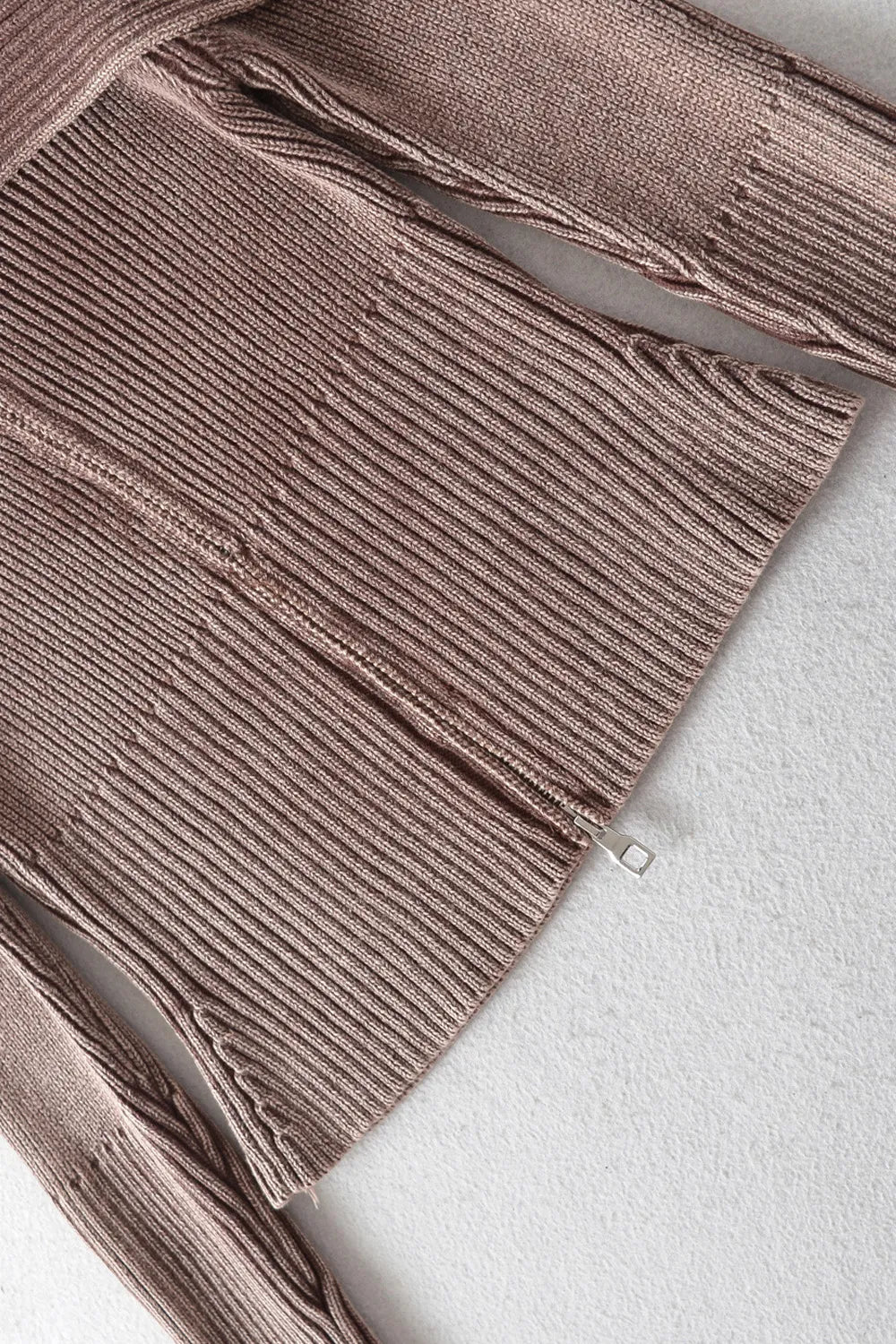 Double Take Ribbed Off-Shoulder Zip Up Long Sleeve Cardigan - Fashorio
