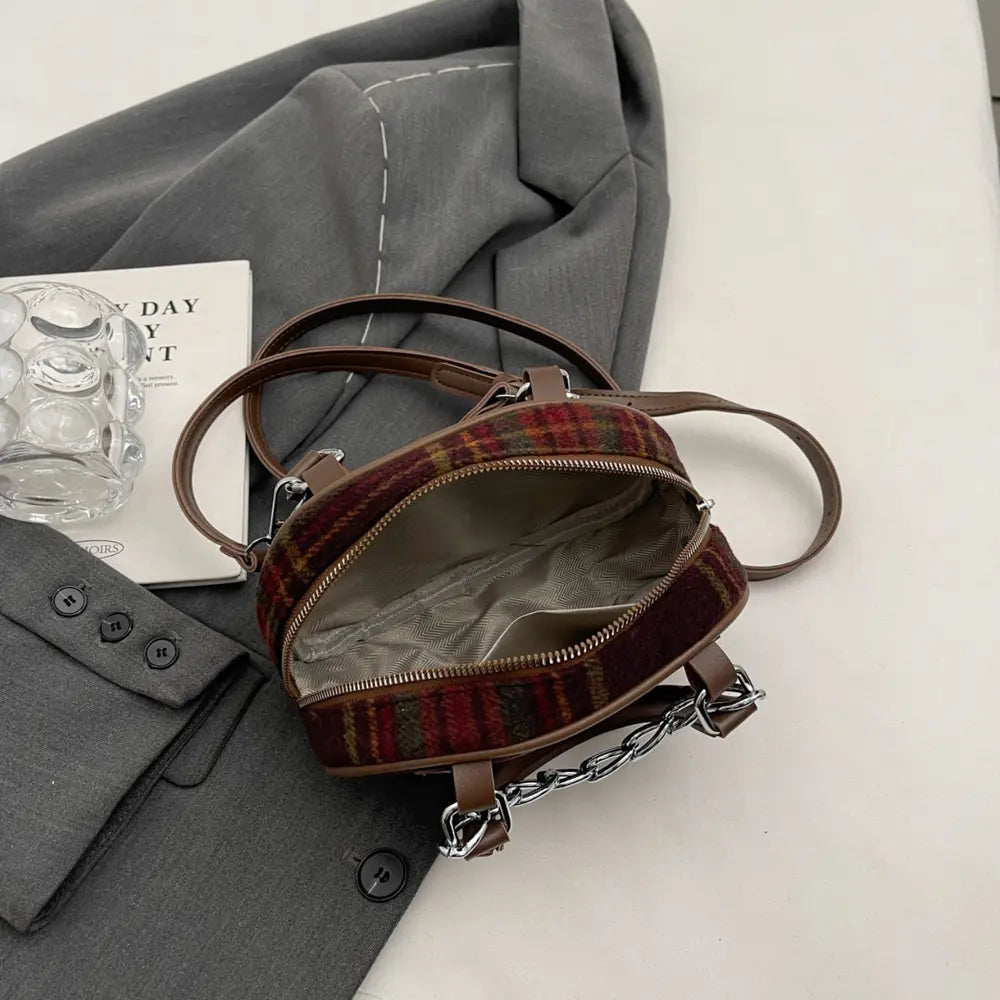 Plaid Print Crossbody Bag - Fashorio