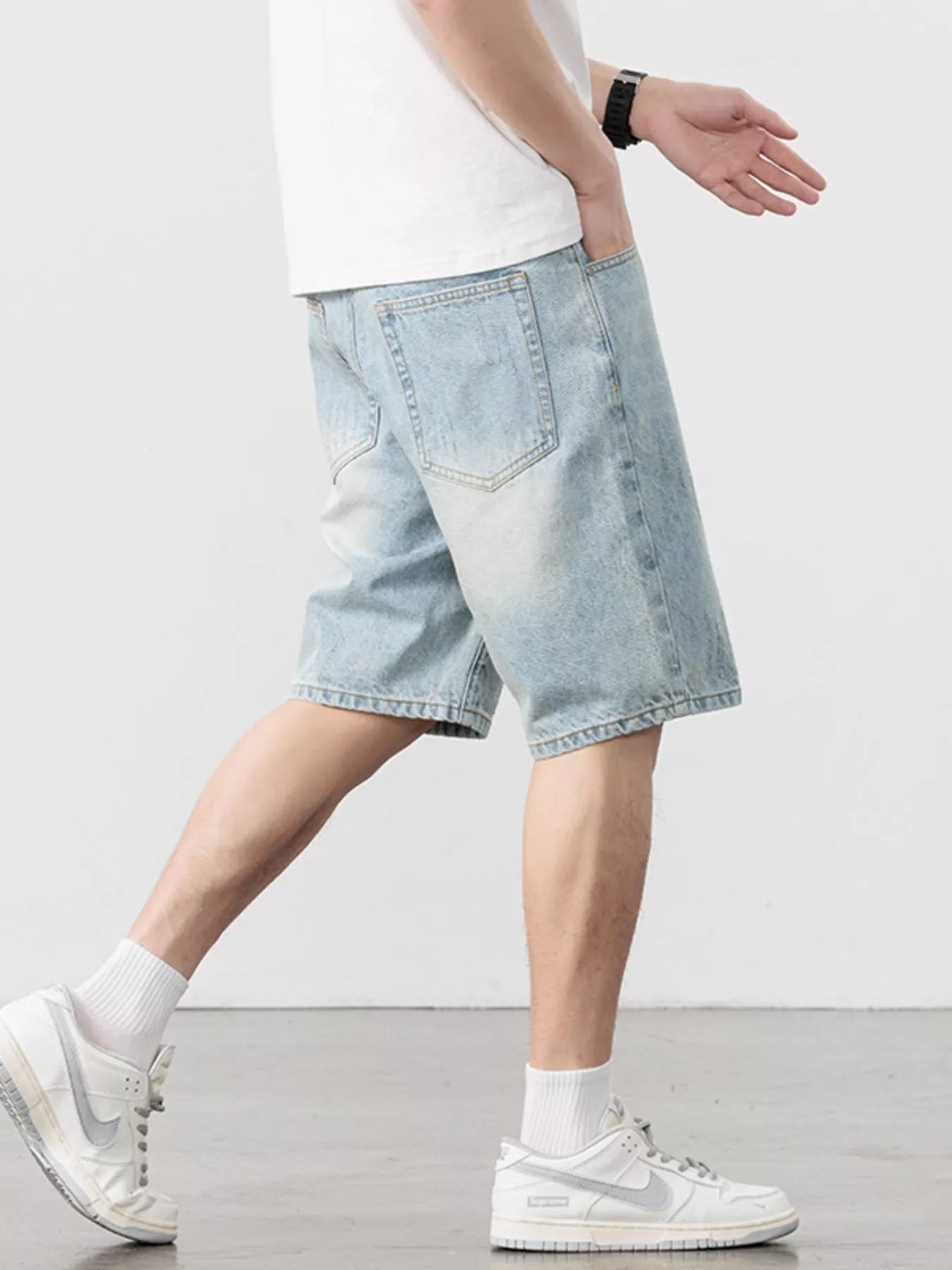 Men's Washed Relaxed Fit Denim Shorts - Fashorio