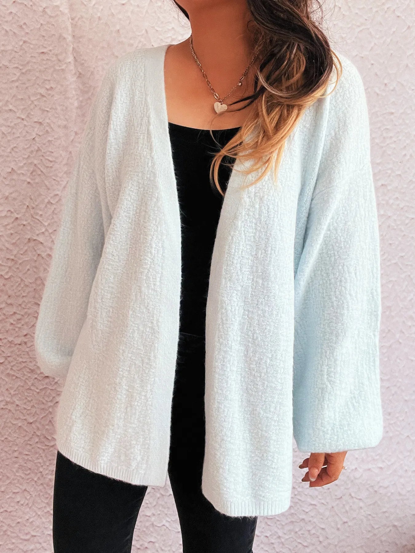 Open Front Long Sleeve Cardigan - Fashorio